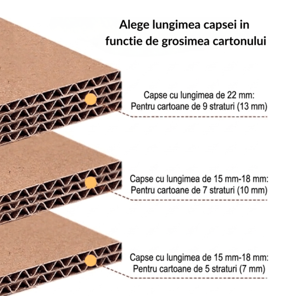 Alege capse in functie de grosimea cartonului ondulat