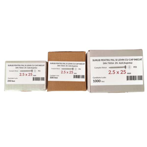 Cutie suruburi 2.5x25 pentru PAL si lemn