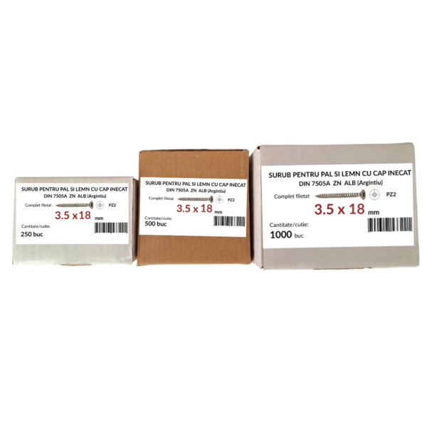Cutie suruburi 3.5x18 ZNA si ZNG pentru PAL si lemn